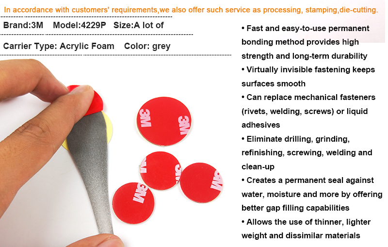 Free Sample 3M 4229 Automotive For Auto Truck Car Acrylic Foam Adhesive Tape 