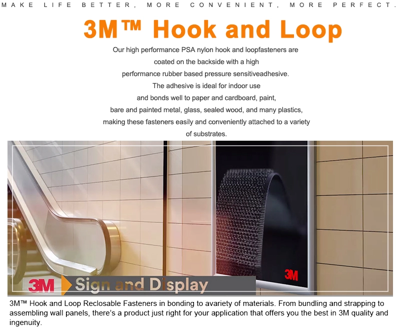 Brilliant Quality Black 3M Adhesive Tape Sj3526/Sj3527 Double Side Hook And Loop