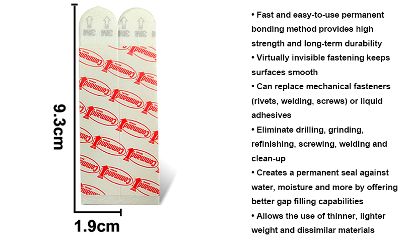 3M Command Removable Adhesive Utility wall strips Refill Adhesive  tape,Plastic, White,medium size 6.9cm*1.6cm