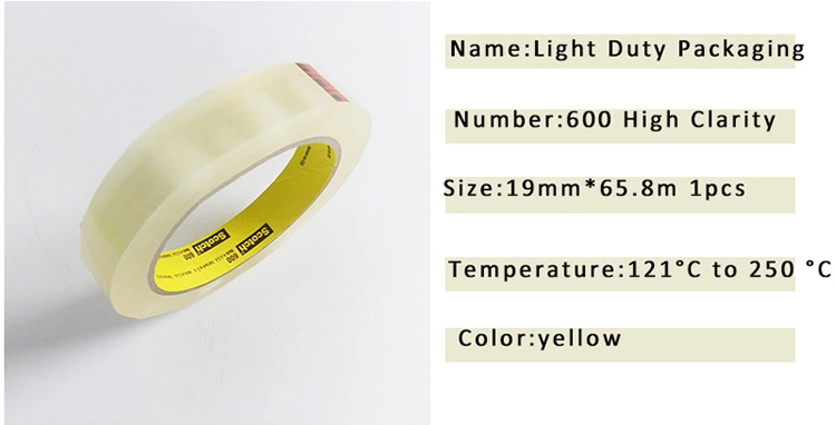 3M 600 Light Duty Packaging Tape High Clarity Adhesive Tape For Attaching  Tabbing and Holding 1 Roll 12.7/19mm*33m