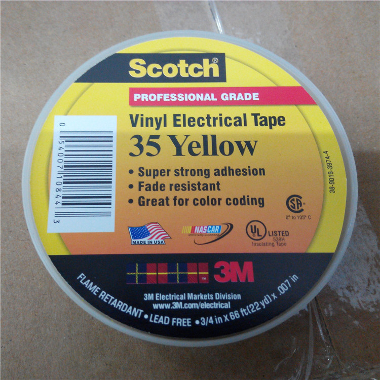 White 53M 35 Scotch Vinyl Electrical Color Coding Tape 3/4 in x 66 ft 