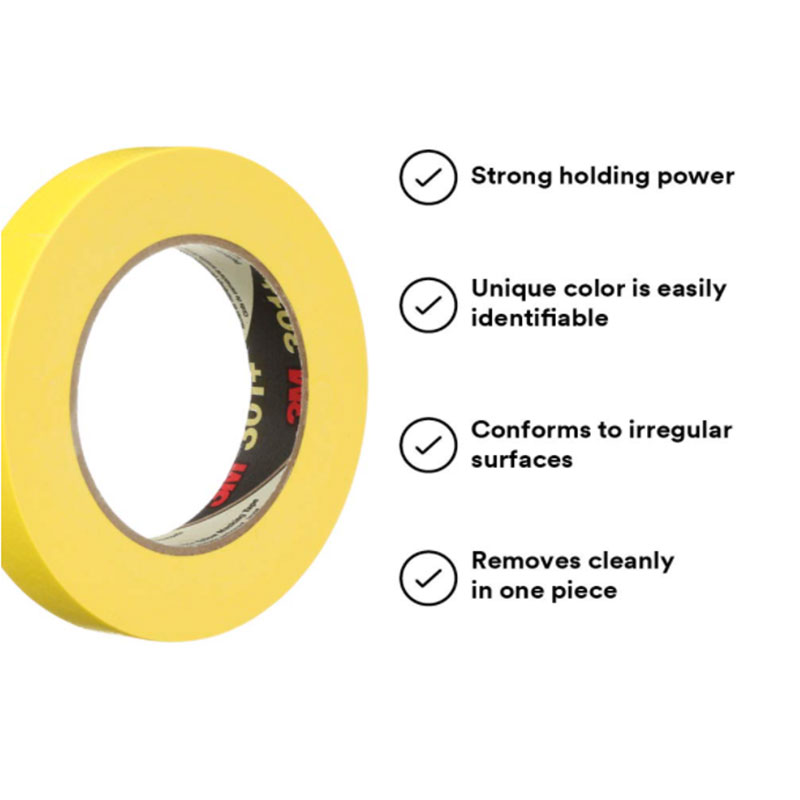 3M 301+ High Performance Masking Tape, Yellow, 18 mm x 55 m