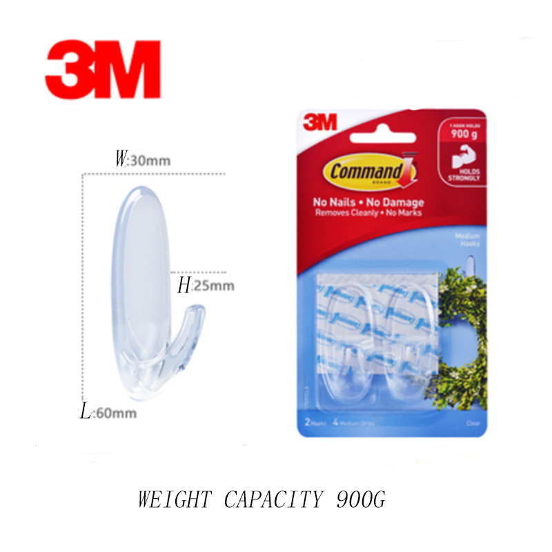 3M Command Medium Clear Oval Hooks Indoor Use Decorate Damage-Free