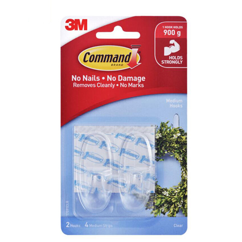 3M Command Medium Clear Oval Hooks Indoor Use Decorate Damage-Free