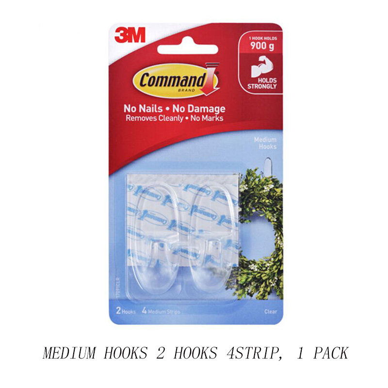 3M Command Medium Clear Oval Hooks Indoor Use Decorate Damage-Free