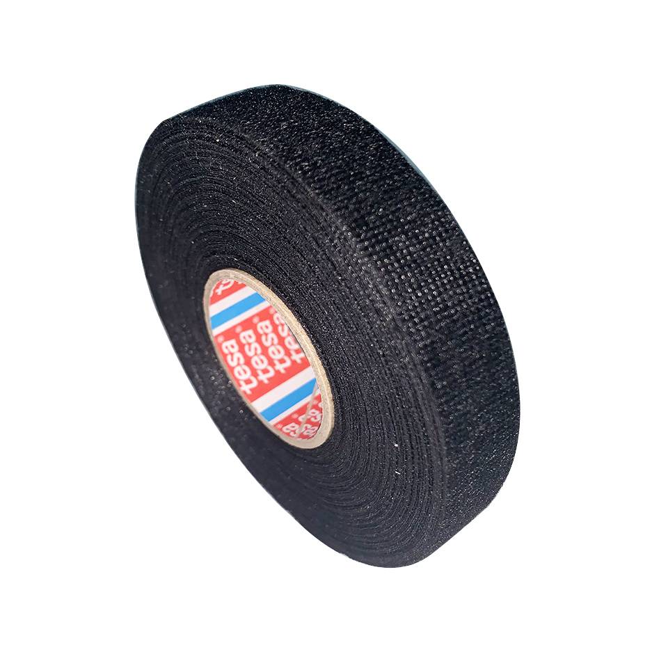 Black Tesa 51618 Wire Harness Tape PET Fleece Tape With Rubber Adhesive